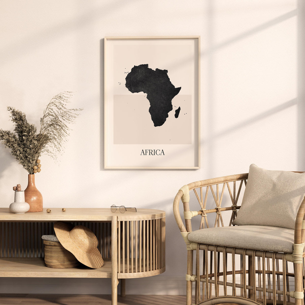 africa map poster - minimalist boho wall art - digital download - image 3