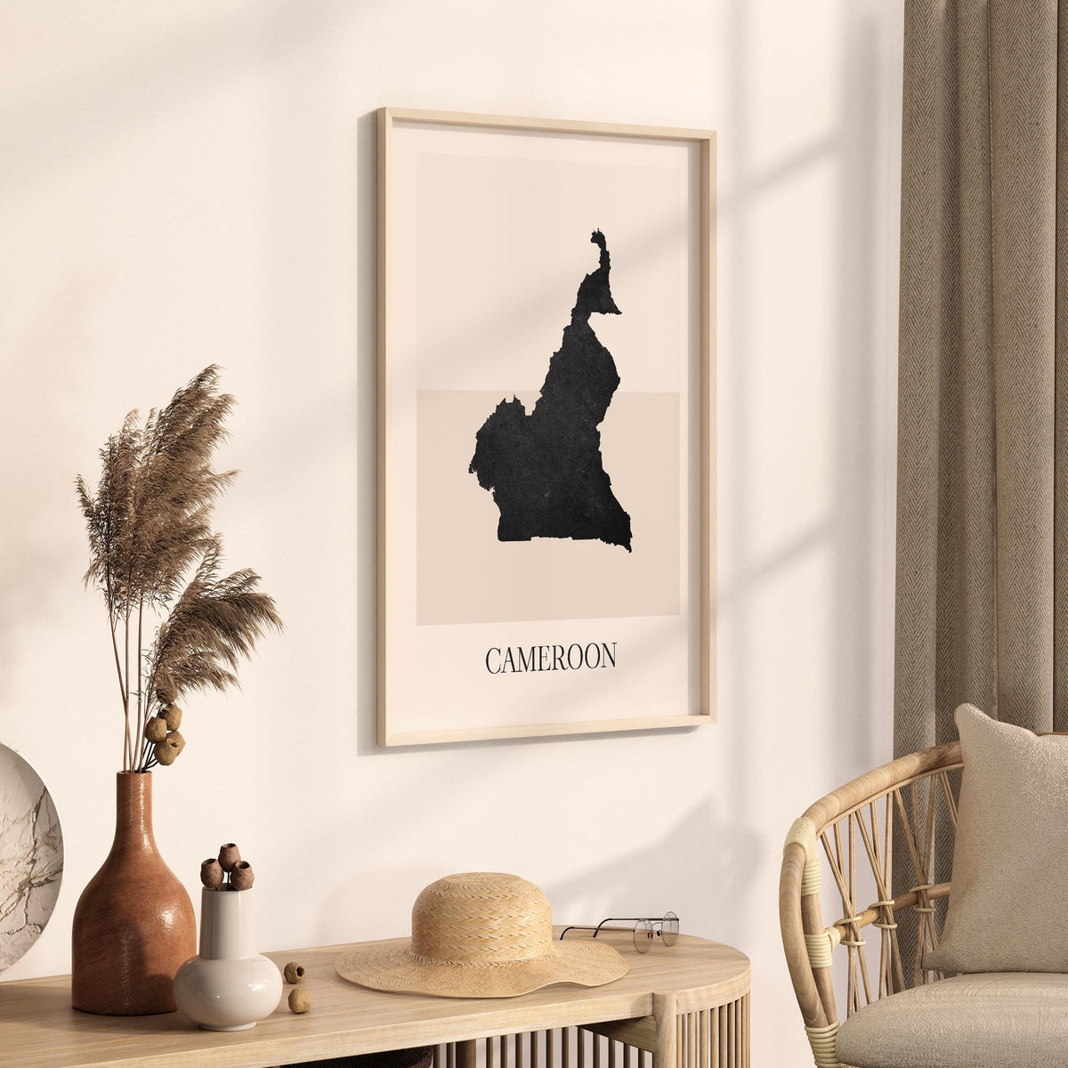 cameroon map poster - minimalist boho wall art - digital download - image 2