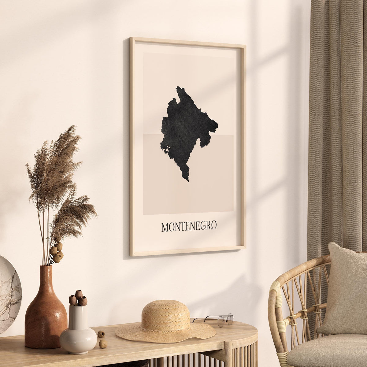 montenegro map poster - minimalist boho wall art - digital download - image 2