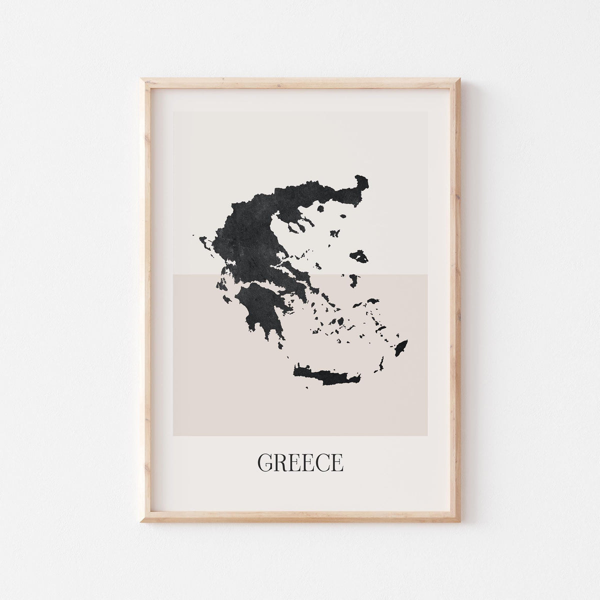 greece map poster - minimalist boho wall art - digital download - image 1
