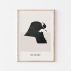 kuwait map poster - minimalist boho wall art - digital download - image 1