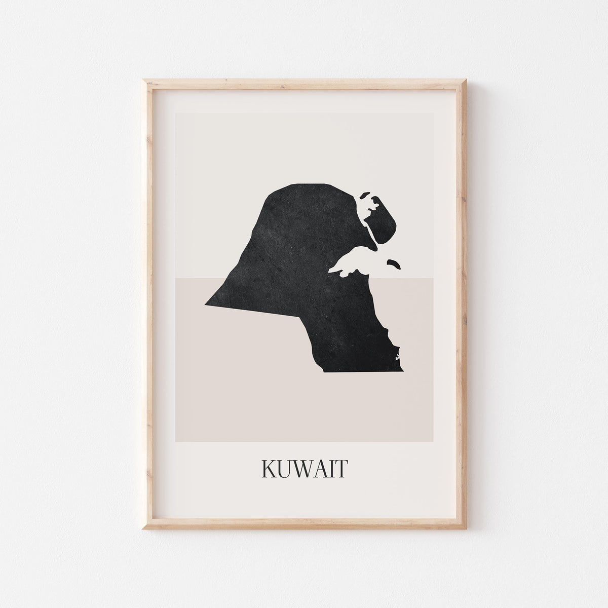 kuwait map poster - minimalist boho wall art - digital download - image 1