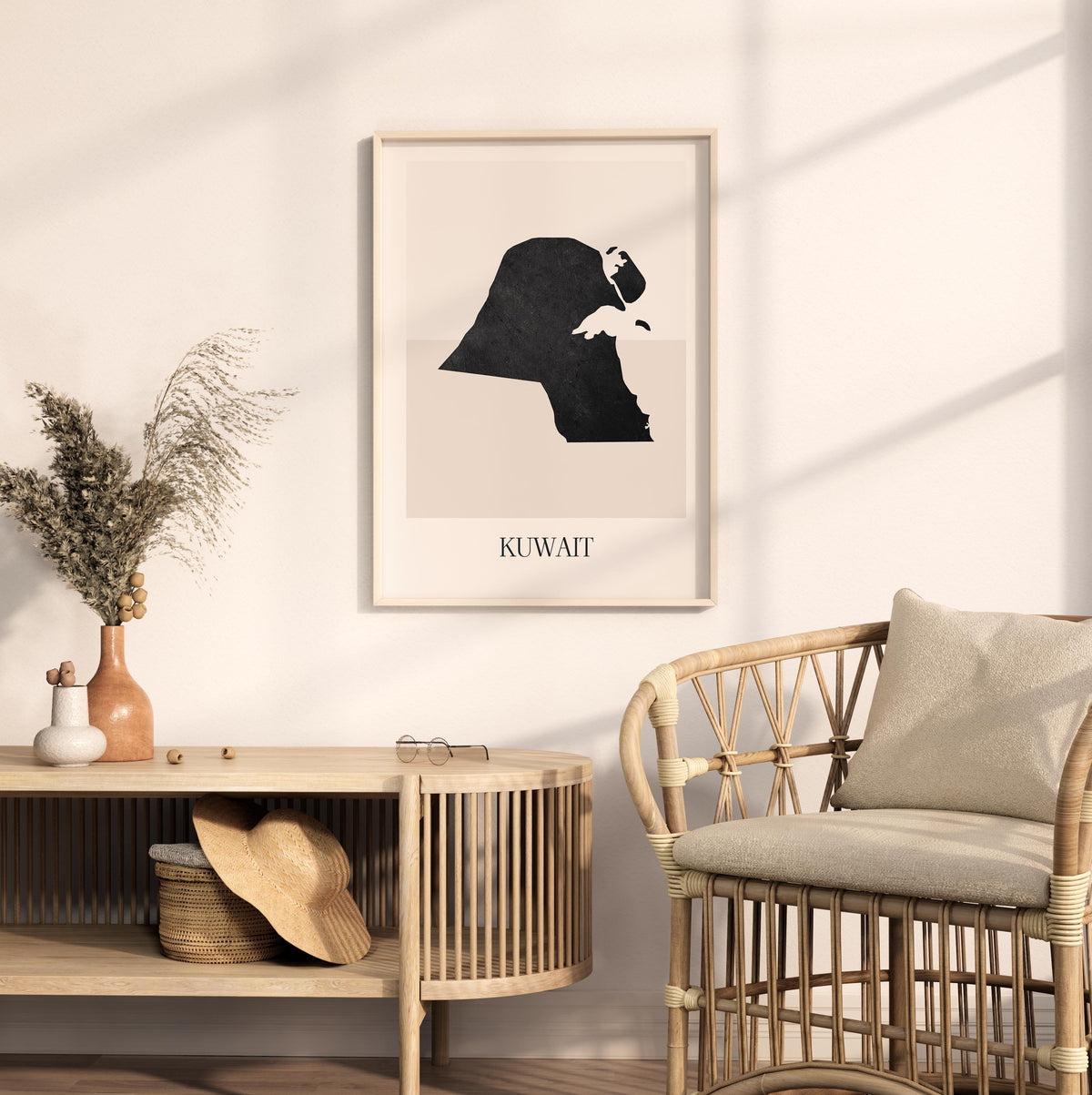 kuwait map poster - minimalist boho wall art - digital download - image 3