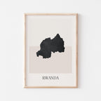 rwanda map poster - minimalist boho wall art - digital download - image 1