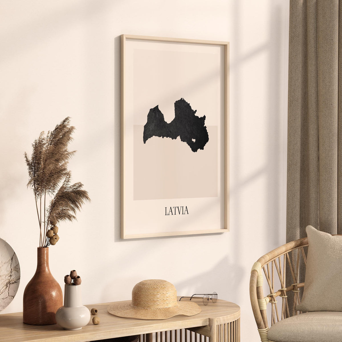 latvia map poster - minimalist boho wall art - digital download - image 2