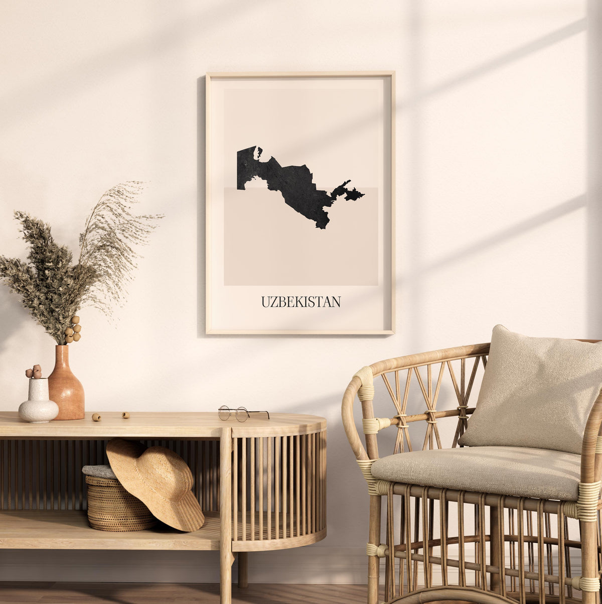 uzbekistan map poster - minimalist boho wall art - digital download - image 3