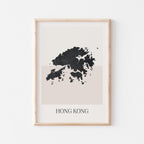 hong kong map poster - minimalist boho wall art - digital download - image 1