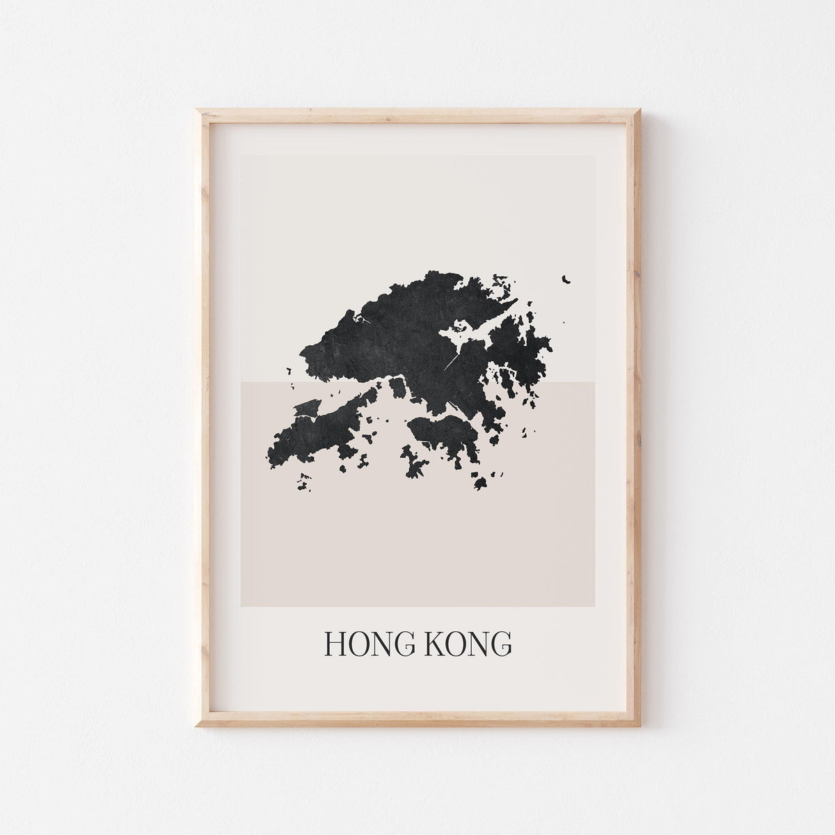 hong kong map poster - minimalist boho wall art - digital download - image 1