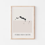turks and caicos map poster - minimalist boho wall art - digital download - image 1