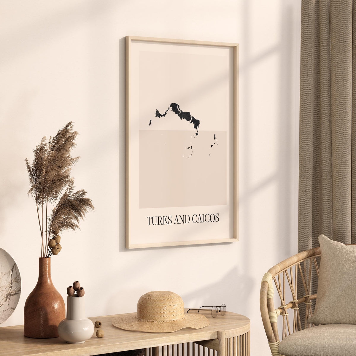 turks and caicos map poster - minimalist boho wall art - digital download - image 2