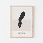 sweden map poster - minimalist boho wall art - digital download - image 1