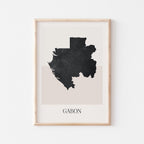 gabon map poster - minimalist boho wall art - digital download - image 1
