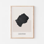 lesotho map poster - minimalist boho wall art - digital download - image 1