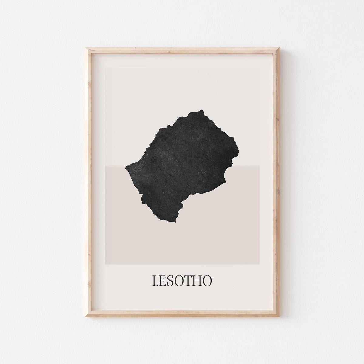 lesotho map poster - minimalist boho wall art - digital download - image 1