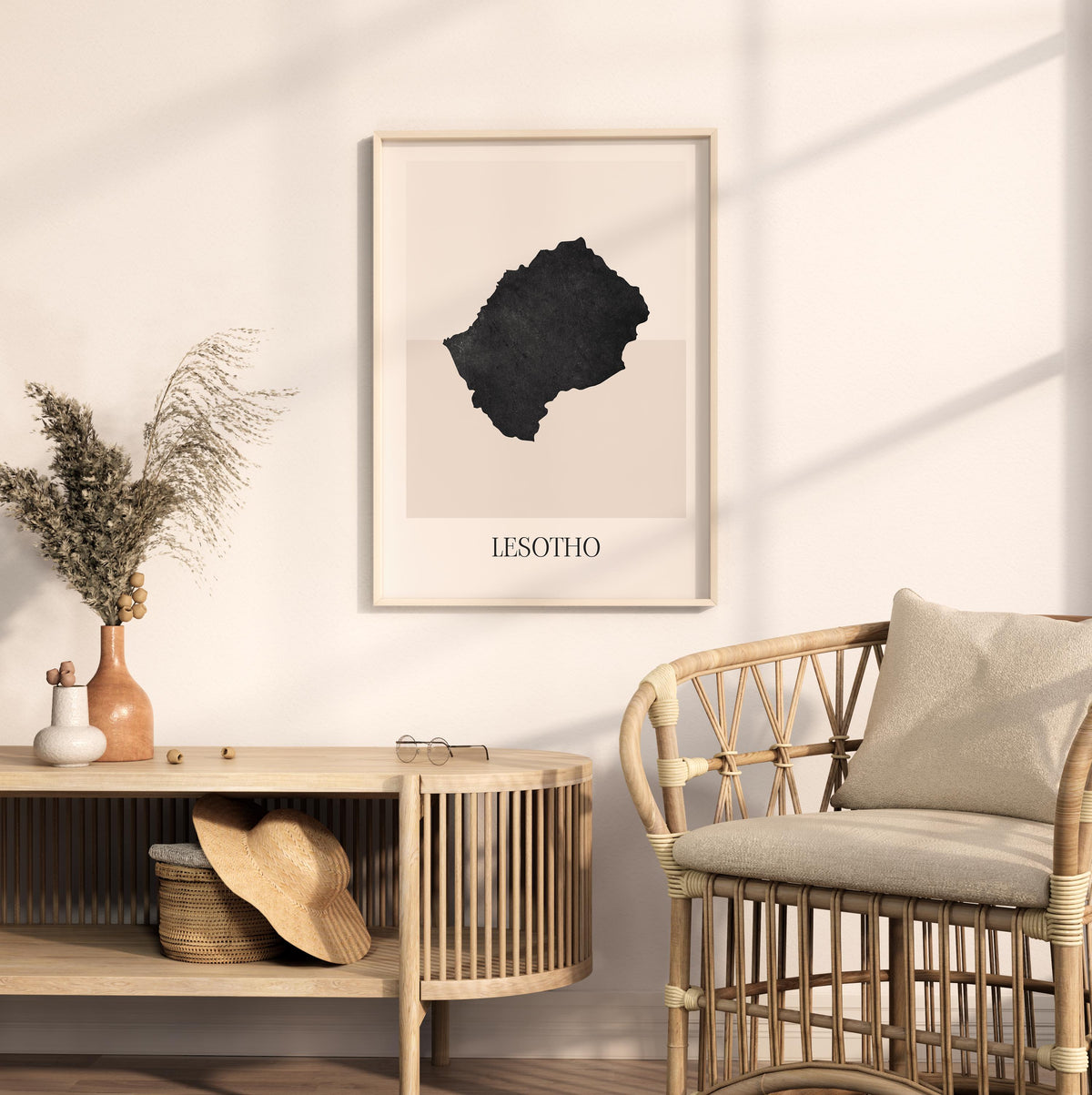 lesotho map poster - minimalist boho wall art - digital download - image 3