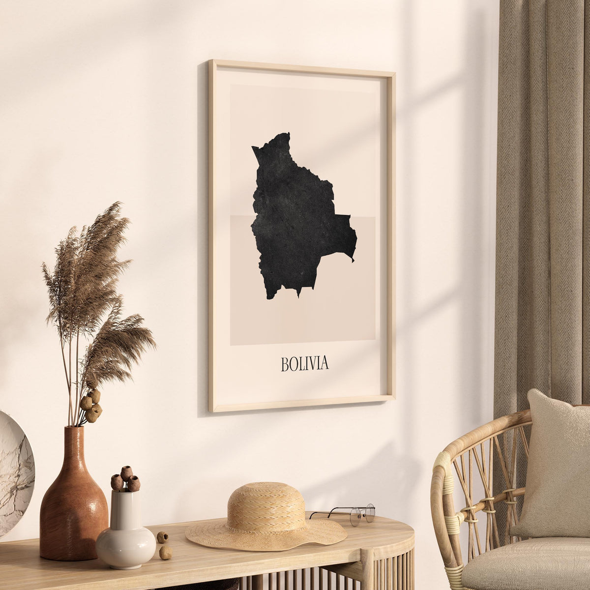 bolivia map poster - minimalist boho wall art - digital download - image 2