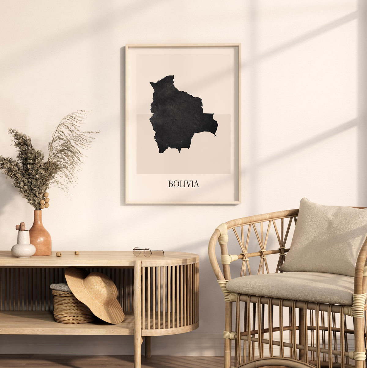 bolivia map poster - minimalist boho wall art - digital download - image 3