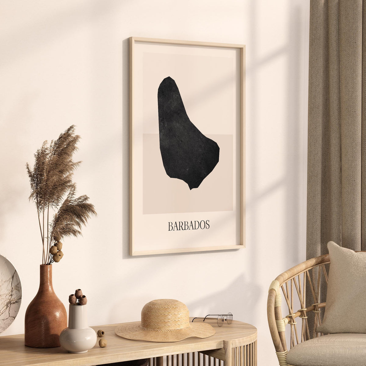 barbados map poster - minimalist boho wall art - digital download - image 2