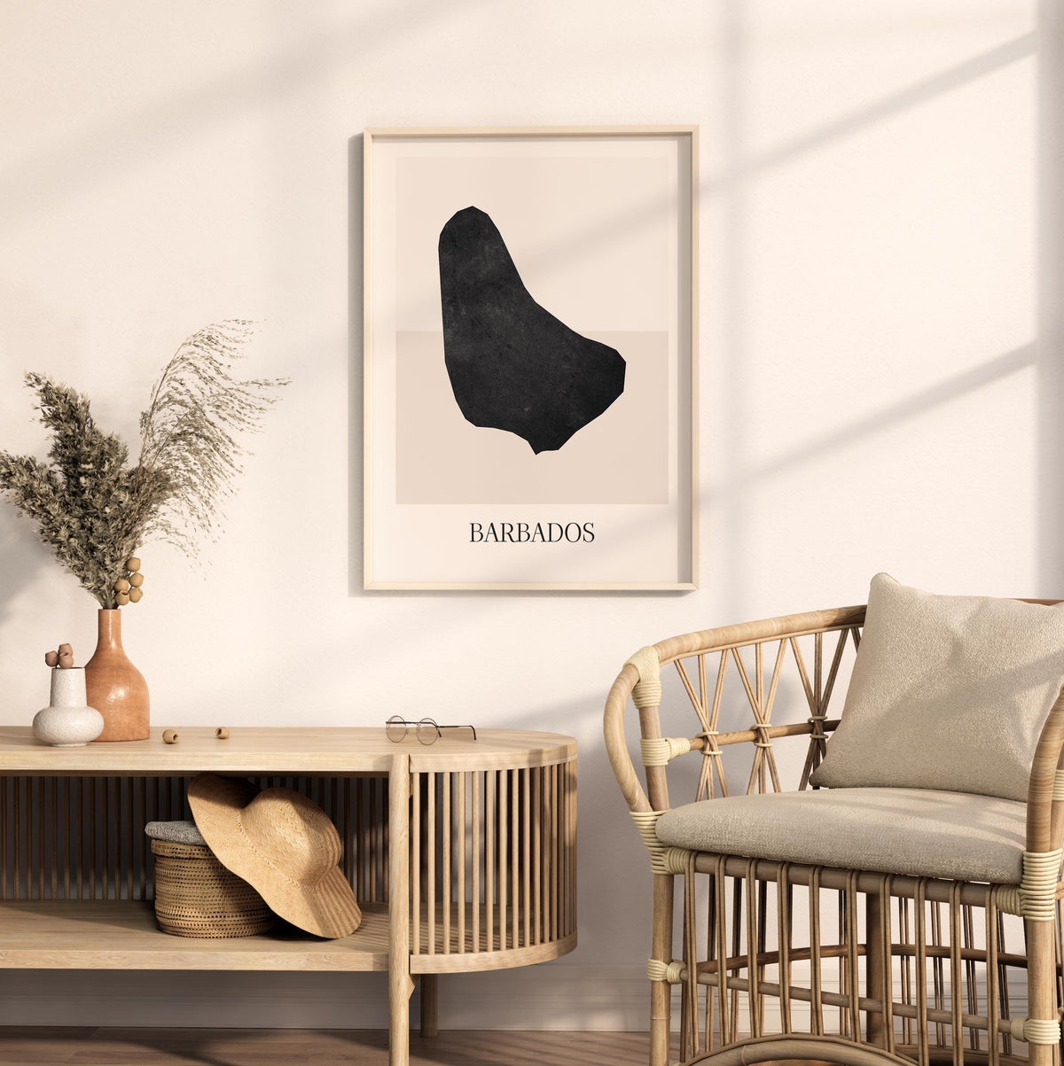 barbados map poster - minimalist boho wall art - digital download - image 3