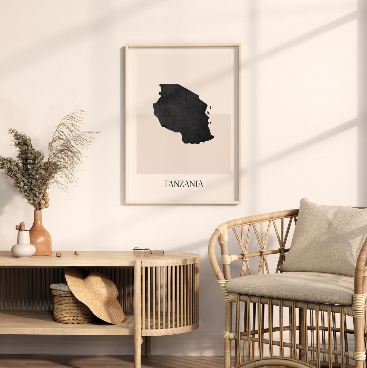 tanzania map poster - minimalist boho wall art - digital download - image 3