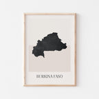burkina faso map poster - minimalist boho wall art - digital download - image 1