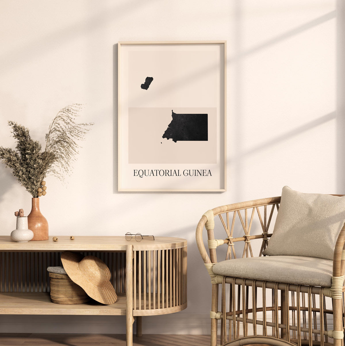 equatorial guinea map poster - minimalist boho wall art - digital download - image 3