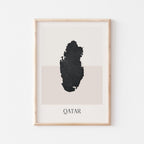 qatar map poster - minimalist boho wall art - digital download - image 1