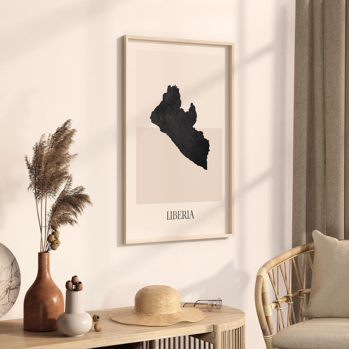 liberia map poster - minimalist boho wall art - digital download - image 2