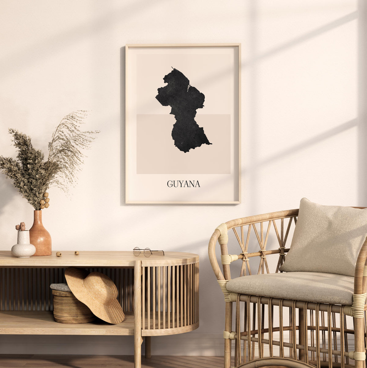 guyana map poster - minimalist boho wall art - digital download - image 3