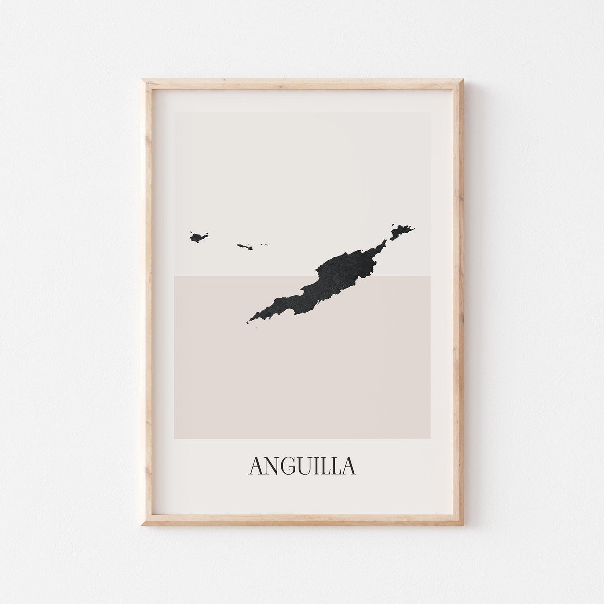 anguilla map poster - minimalist boho wall art - digital download - image 1