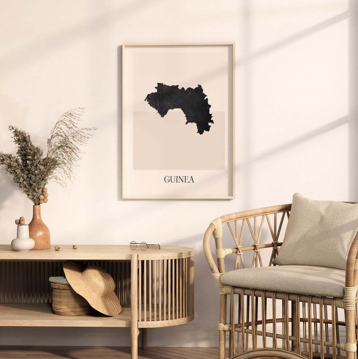 guinea map poster - minimalist boho wall art - digital download - image 3