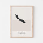 curacao map poster - minimalist boho wall art - digital download - image 1