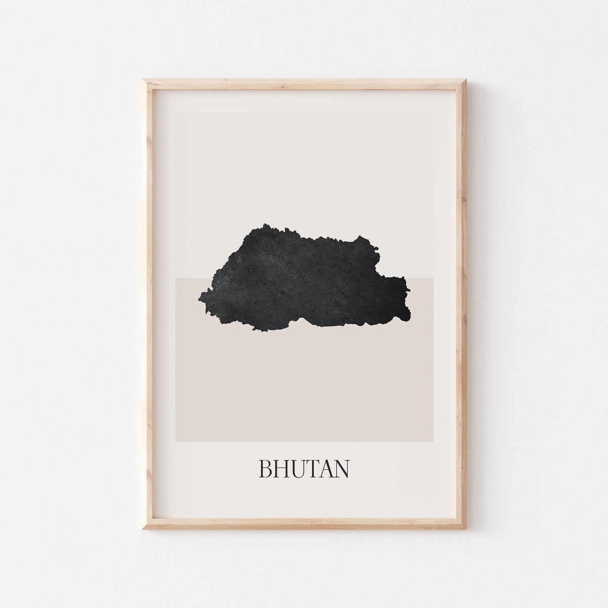 bhutan map poster - minimalist boho wall art - digital download - image 1