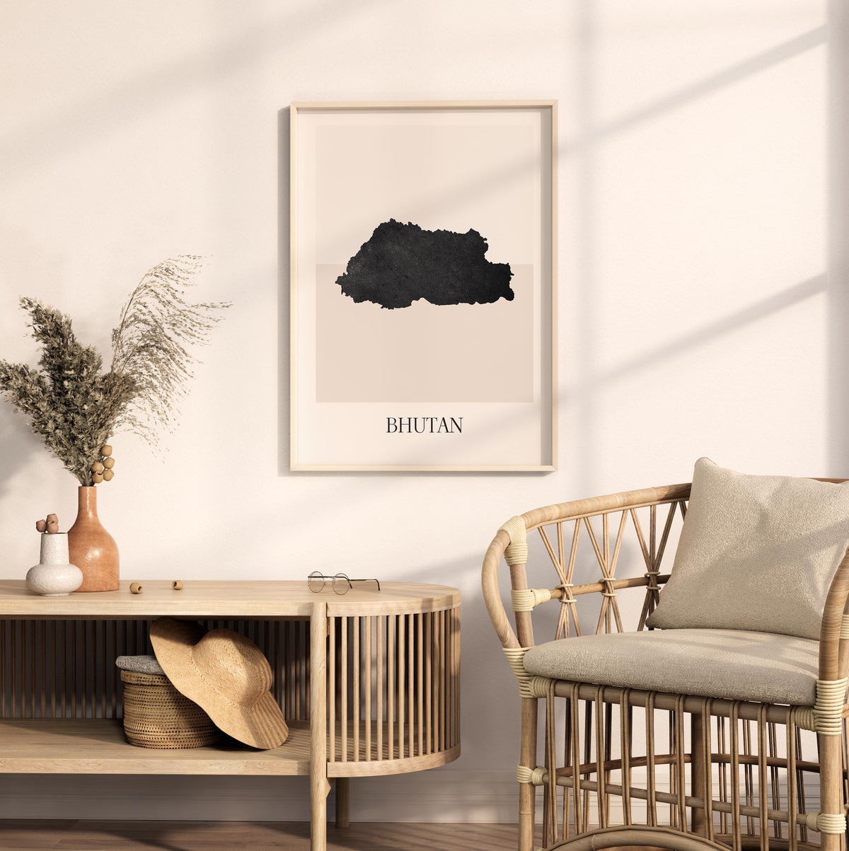 bhutan map poster - minimalist boho wall art - digital download - image 3