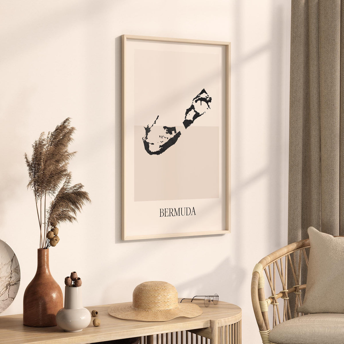 bermuda map poster - minimalist boho wall art - digital download - image 2