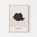 romania map poster - minimalist boho wall art - digital download - image 1