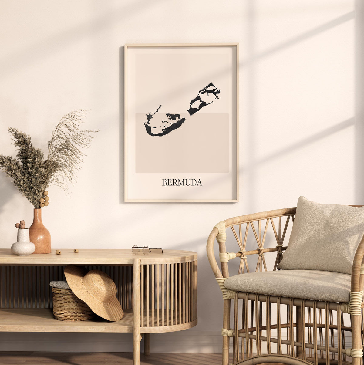 bermuda map poster - minimalist boho wall art - digital download - image 3