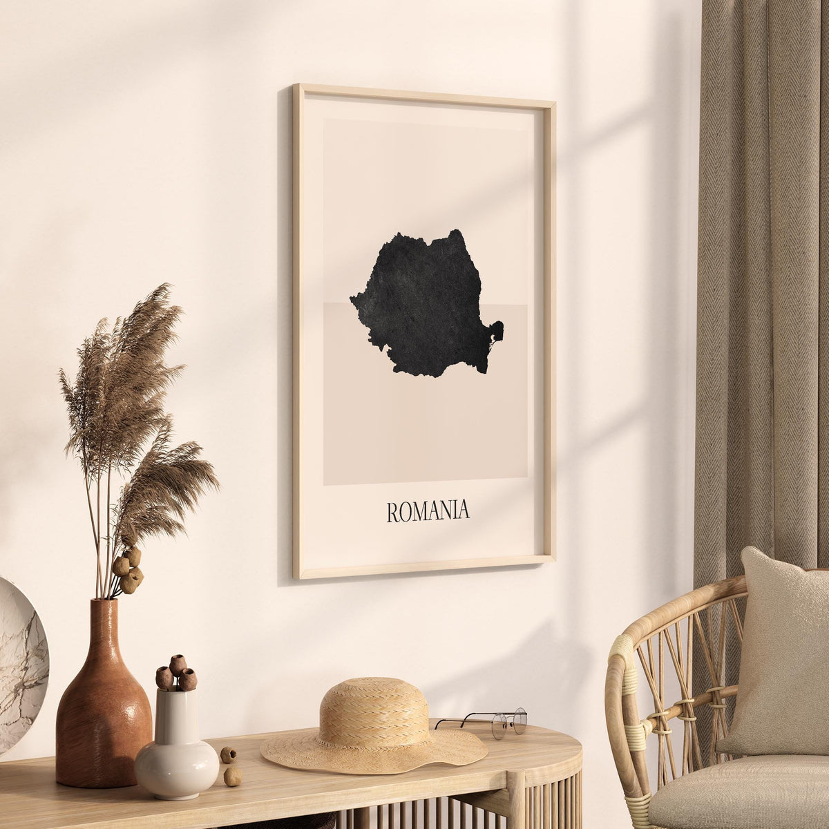 romania map poster - minimalist boho wall art - digital download - image 2