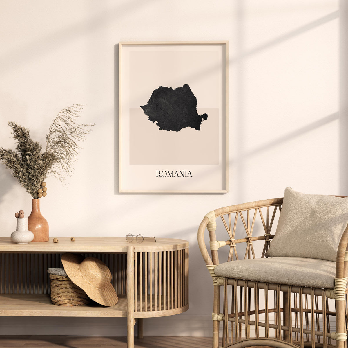 romania map poster - minimalist boho wall art - digital download - image 3