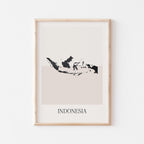 indonesia map poster - minimalist boho wall art - digital download - image 1