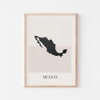 mexico map poster - minimalist boho wall art - digital download - image 1