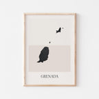 grenada map poster - minimalist boho wall art - digital download - image 1