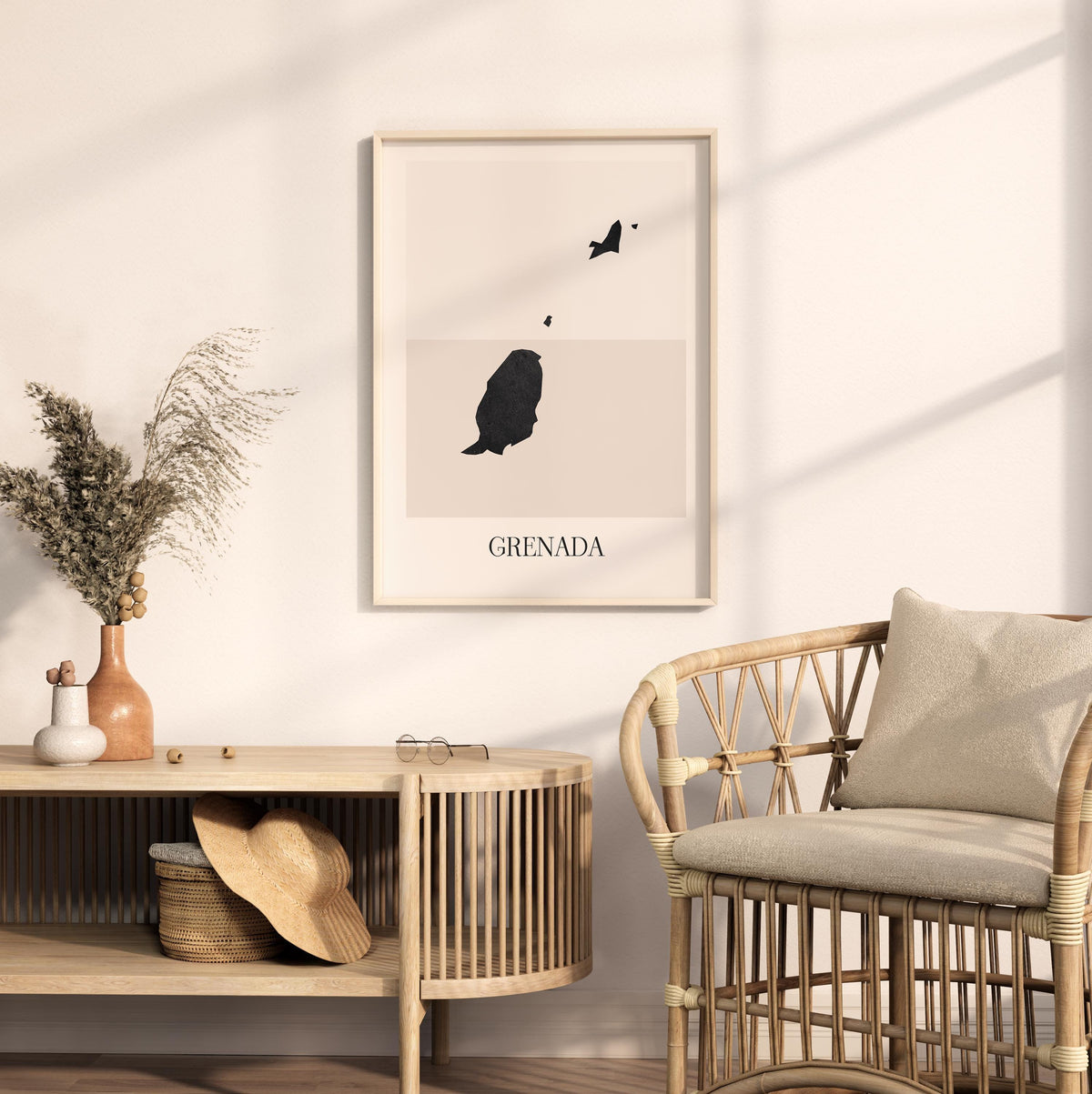 grenada map poster - minimalist boho wall art - digital download - image 3