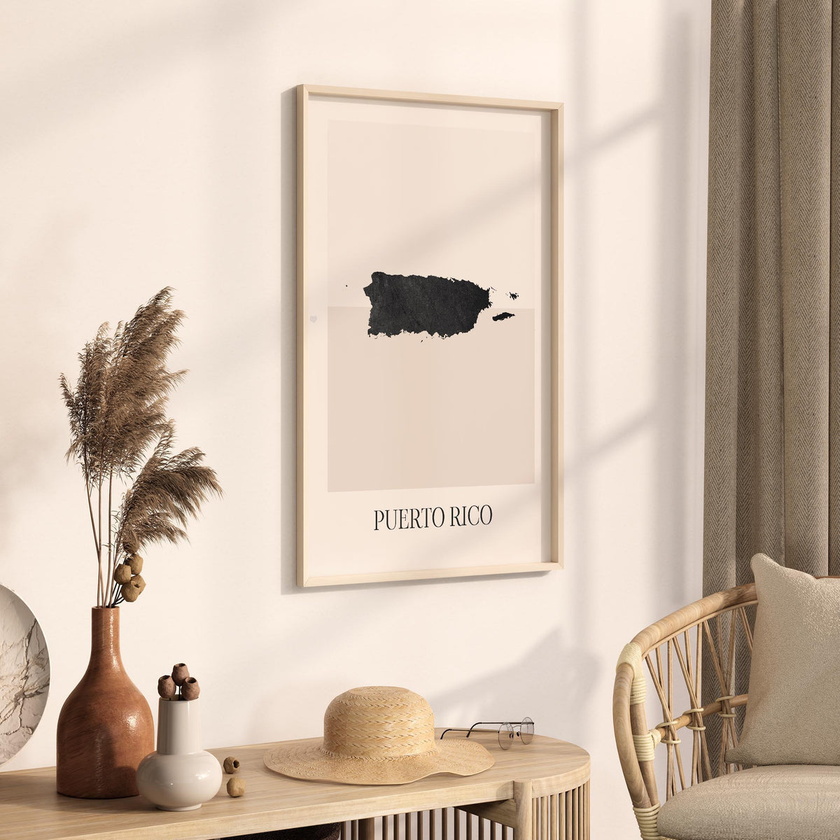 puerto rico map poster - minimalist boho wall art - digital download - image 2