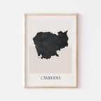 cambodia map poster - minimalist boho wall art - digital download - image 1