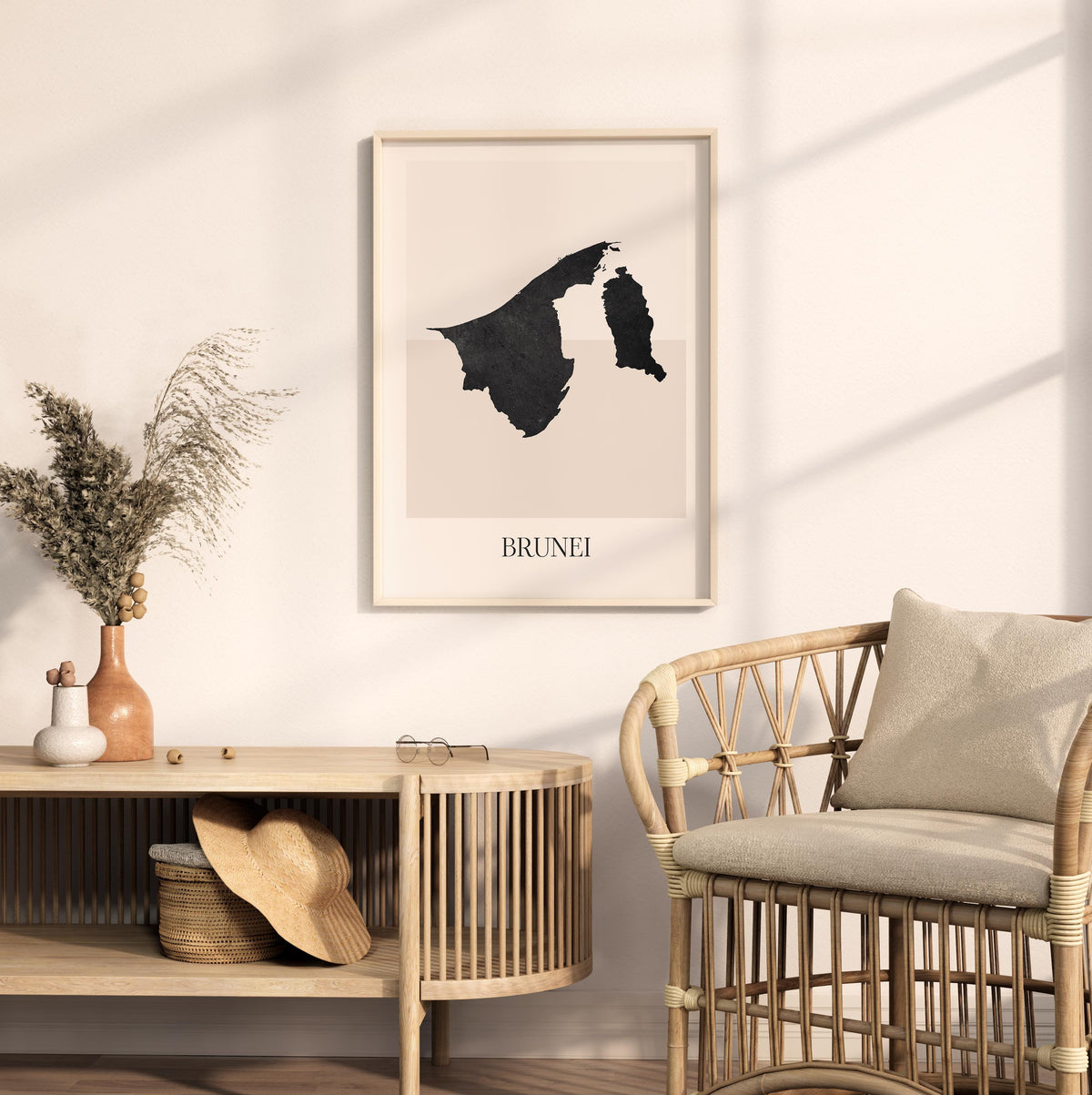 brunei map poster - minimalist boho wall art - digital download - image 3
