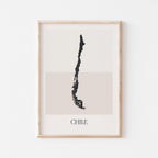 chile map poster - minimalist boho wall art - digital download - image 1