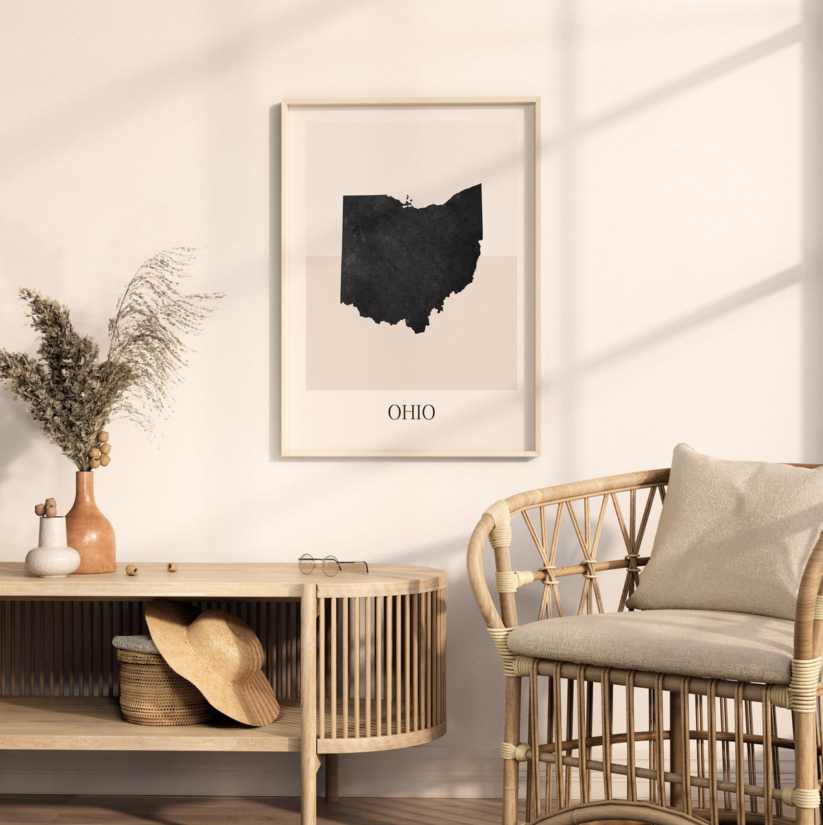 ohio usa map poster - minimalist boho wall art - digital download - image 3