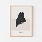 maine usa map poster - minimalist boho wall art - digital download - image 1