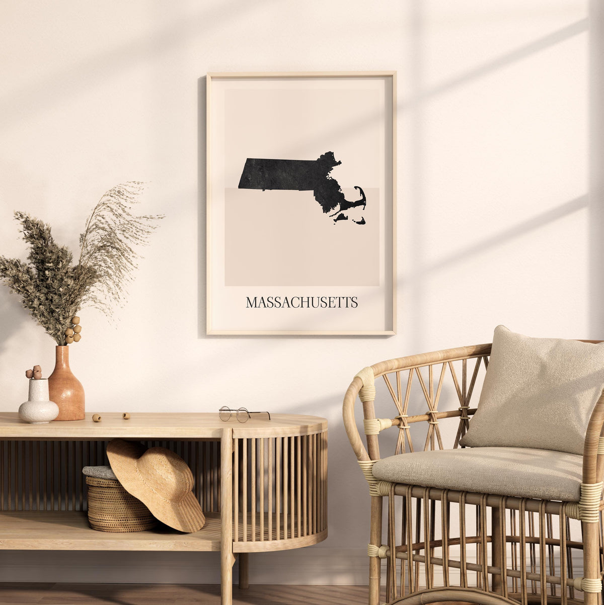 massachusetts usa map poster - minimalist boho wall art - digital download - image 3